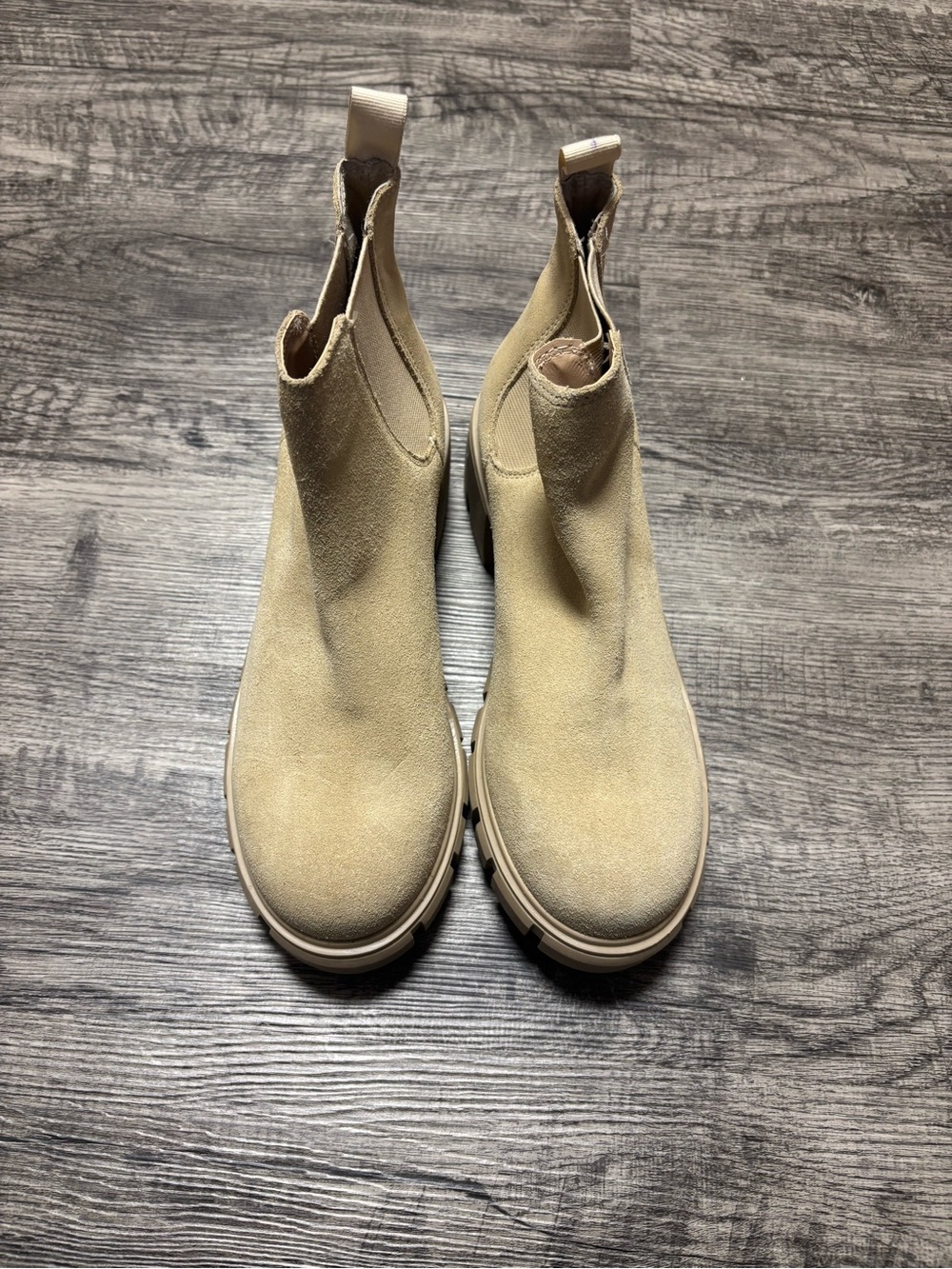 Steve Madden Light Beige Suede Chelsea Booties